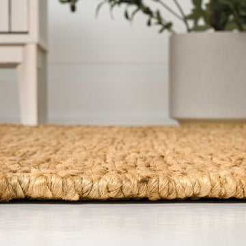 Griffin Rustic Farmhouse Woven Jute Solid Area Rug